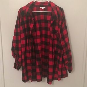 Buffalo Plaid Red/Black Button Down Plus Size 2X